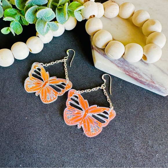 Iridescent Butterfly Earrings Holographic Easter / Spring Earrings - Picture 4 of 7